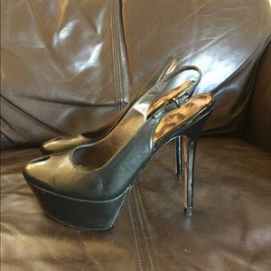 Sam Edelman Black Leather Platform Heals size 7.5